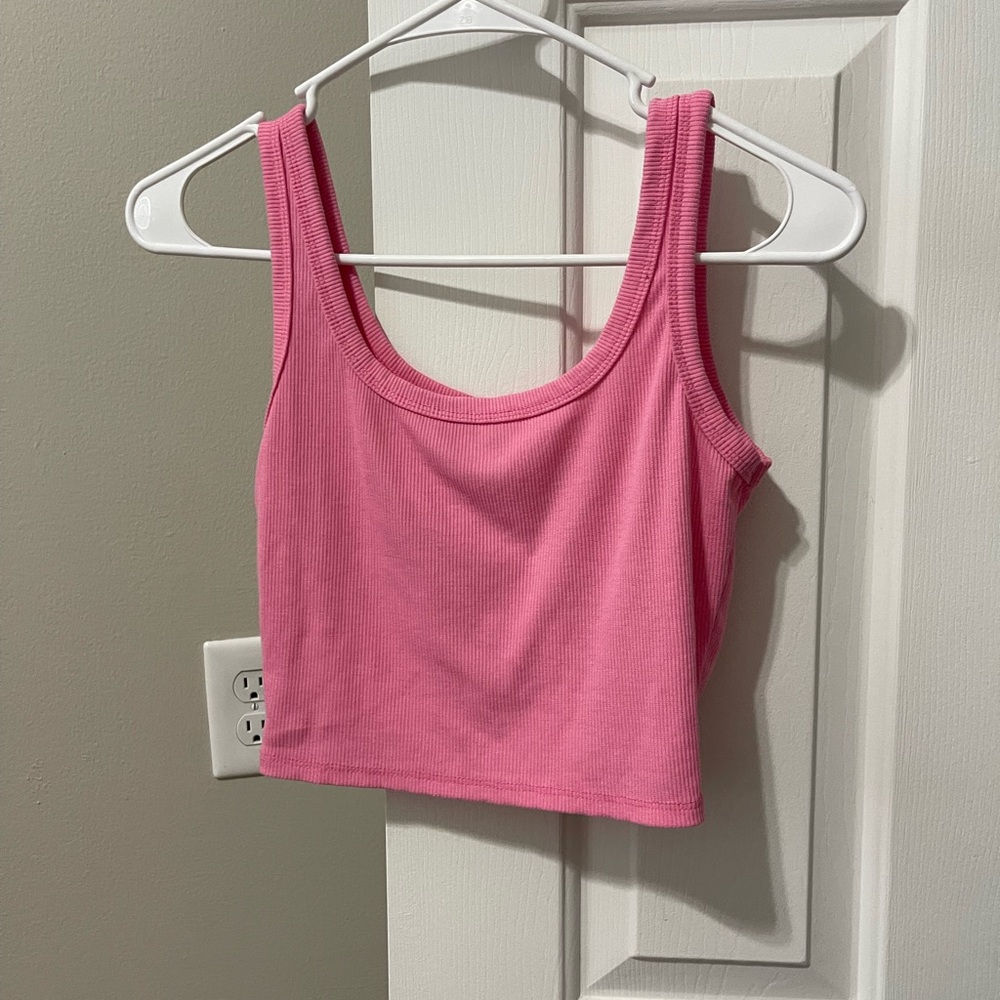 Pink Ribbed Crop Top